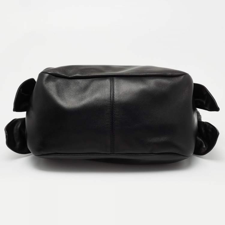 Pre Owned Versace Black Leather Medusa Head Tote