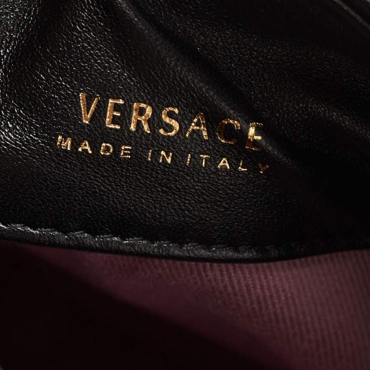Pre Owned Versace Black Leather Medusa Head Tote