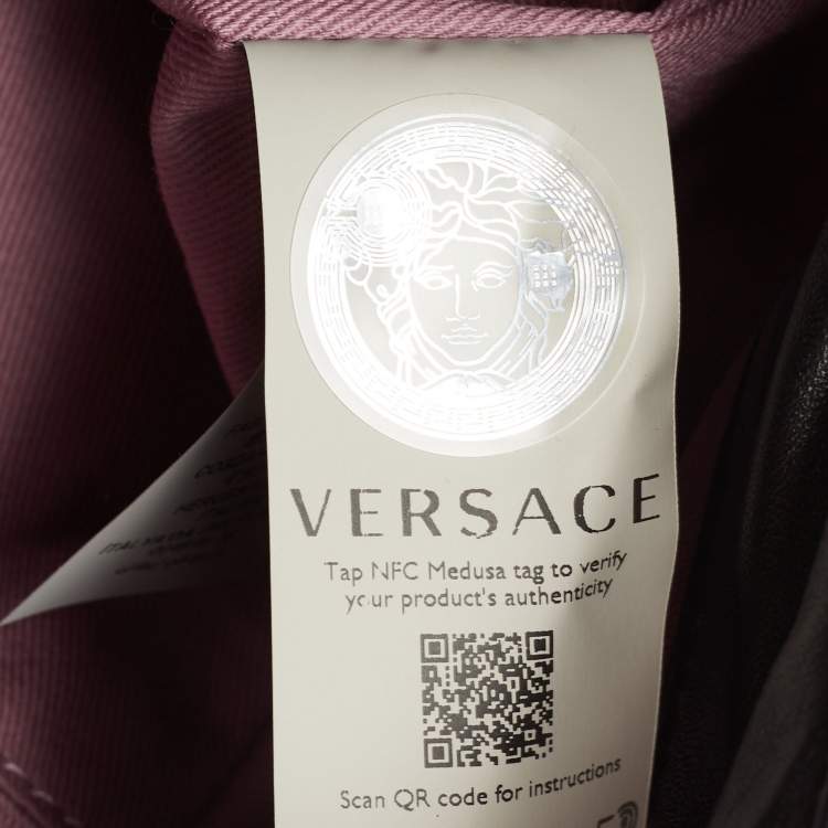 Pre Owned Versace Black Leather Medusa Head Tote