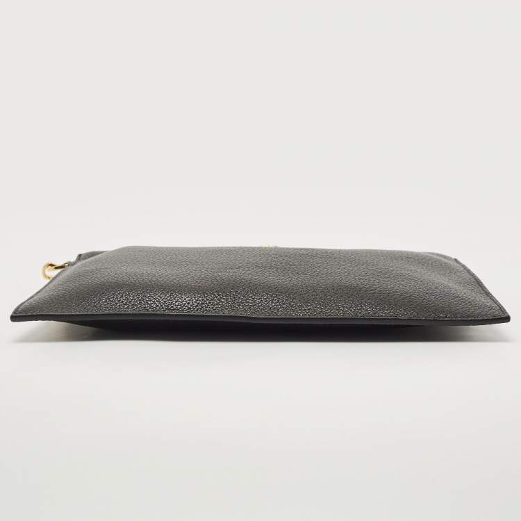 Pre Owned Versace Black Leather Medusa Wristlet Zip Pouch