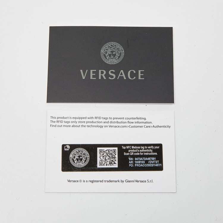 Pre Owned Versace Black Leather La Medusa Wristlet Clutch