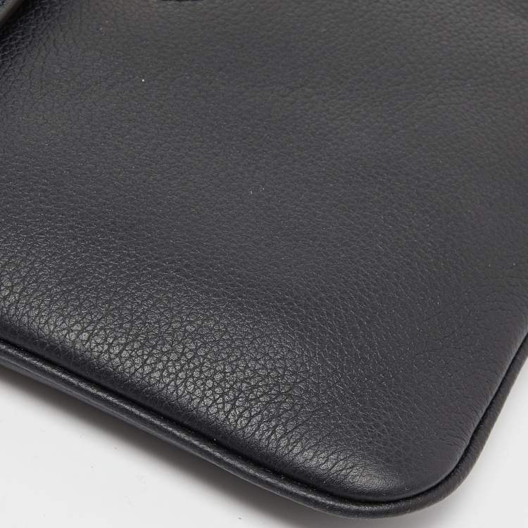 Pre Owned Versace Black Leather La Medusa Wristlet Clutch