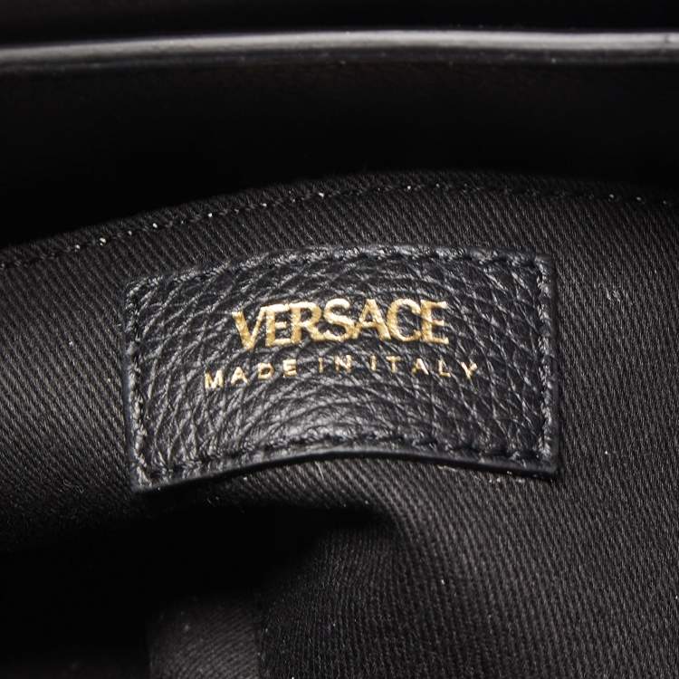 Pre Owned Versace Black Leather Virtus Hobo