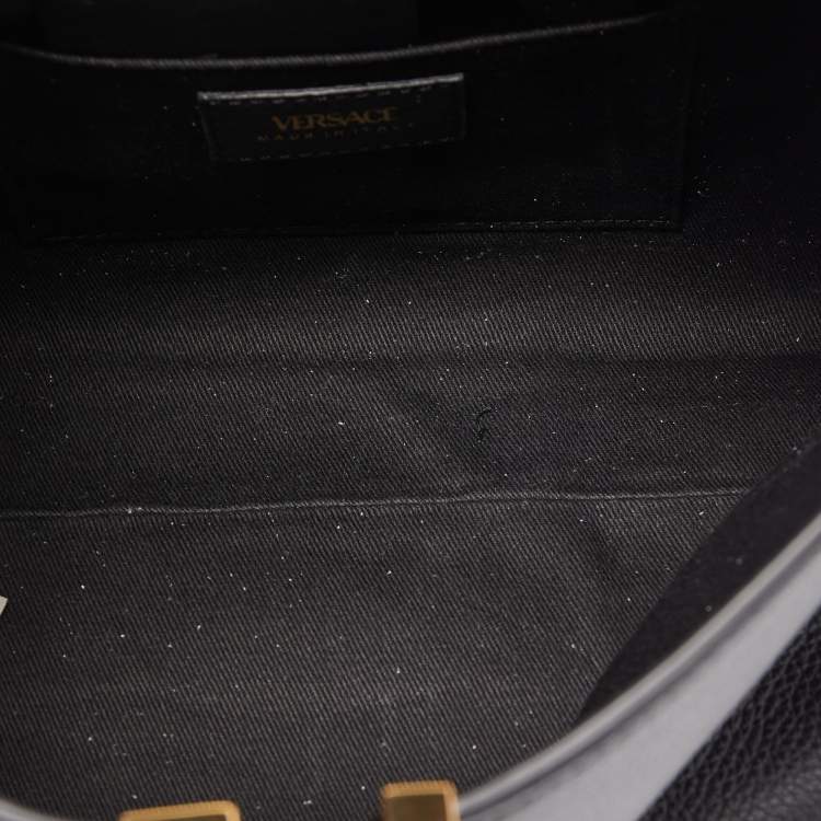 Pre Owned Versace Black Leather Virtus Hobo