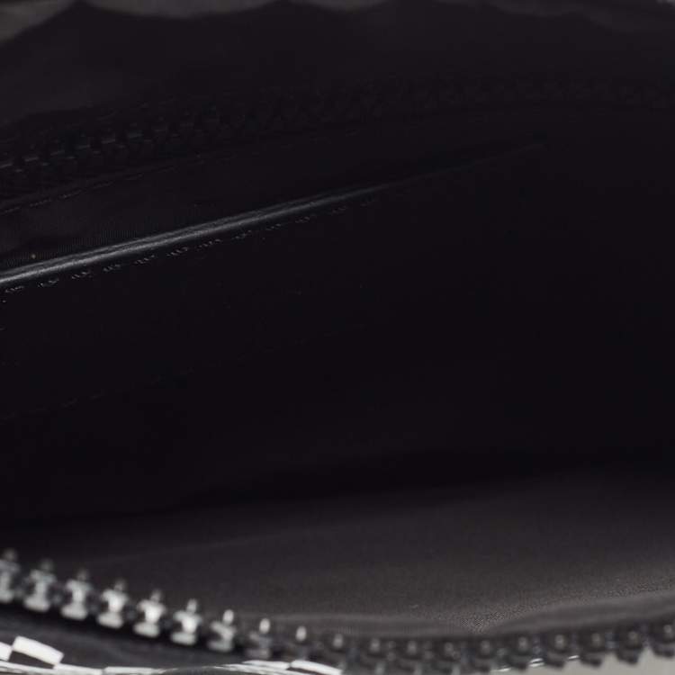 Pre Owned Versace Black/White Nylon Logo Slim Wristlet Pouch