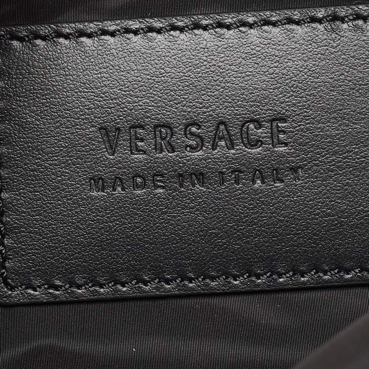 Pre Owned Versace Black/White Nylon Logo Slim Wristlet Pouch