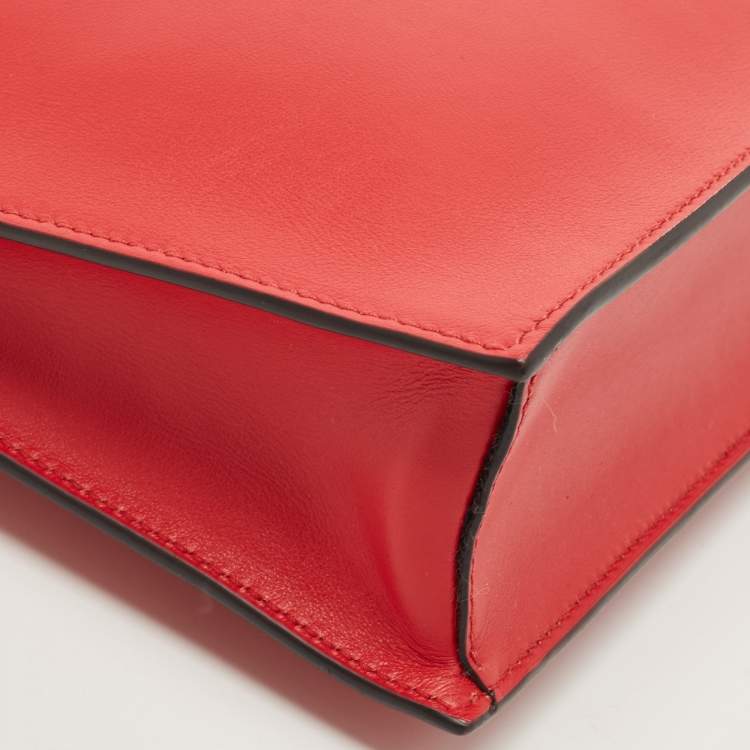 Pre Owned Versace Red Leather Medusa Zip Wristlet Pouch