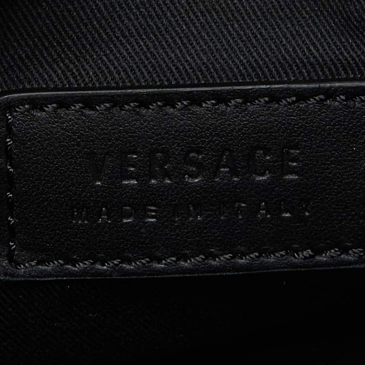Pre Owned Versace Black/Gold Baroque Medusa Print Nylon Wristlet Pouch