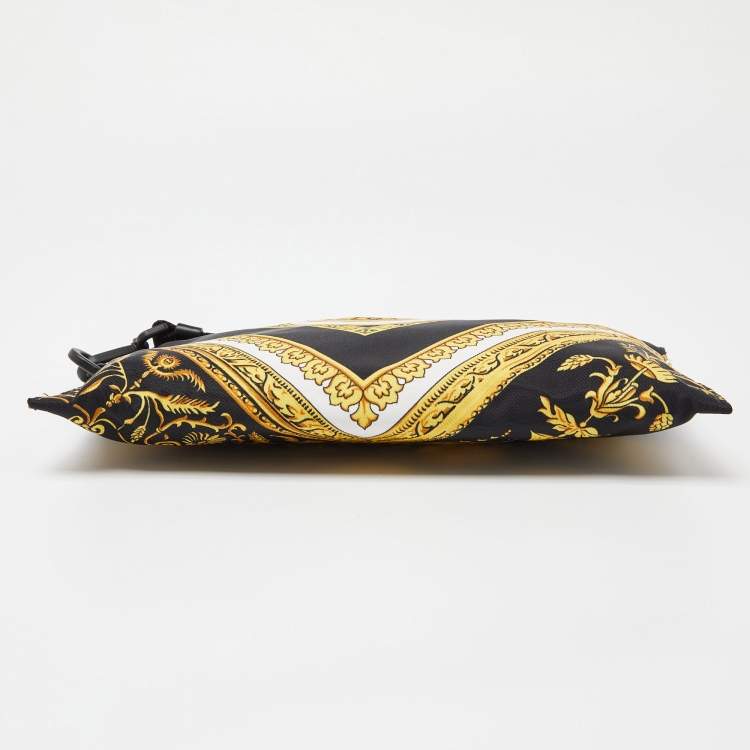 Pre Owned Versace Black/Gold Baroque Medusa Print Nylon Wristlet Pouch