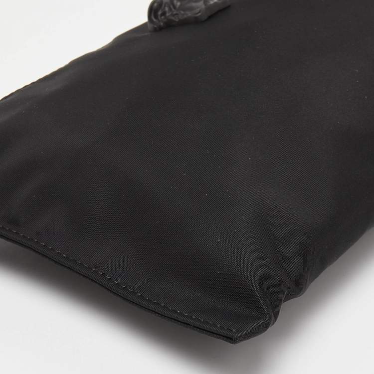 Pre Owned Versace Black Nylon Medusa Wristlet Pouch