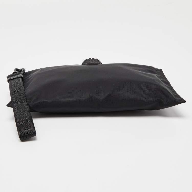 Pre Owned Versace Black Nylon Medusa Wristlet Pouch