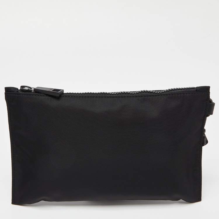 Pre Owned Versace Black Nylon Medusa Wristlet Pouch