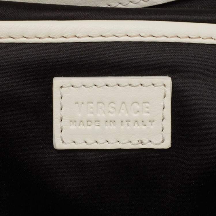 Pre Owned Versace White Leather Large Medusa Medallion Tote