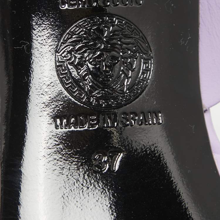 Pre Owned Versace Purple Leather Medusa Slingback D'orsay Pumps Size 37
