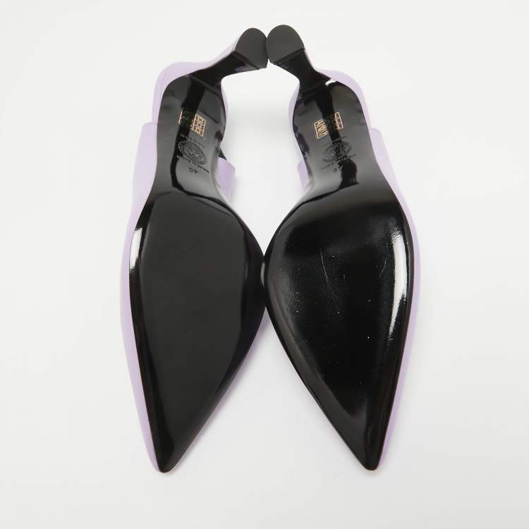 Pre Owned Versace Purple Leather Medusa Slingback D'orsay Pumps Size 37