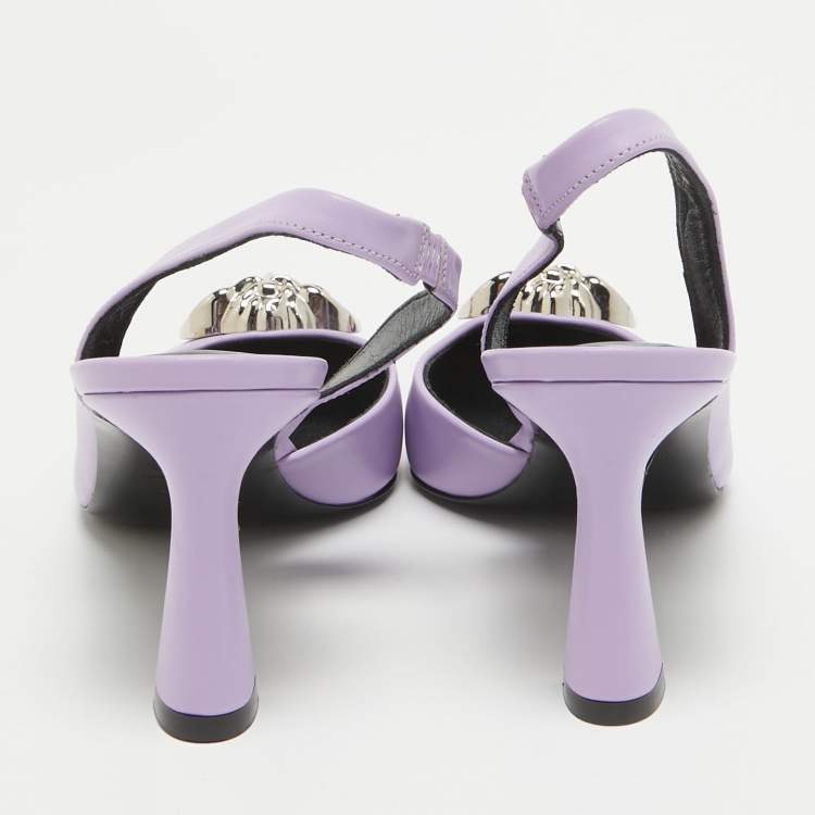 Pre Owned Versace Purple Leather Medusa Slingback D'orsay Pumps Size 37