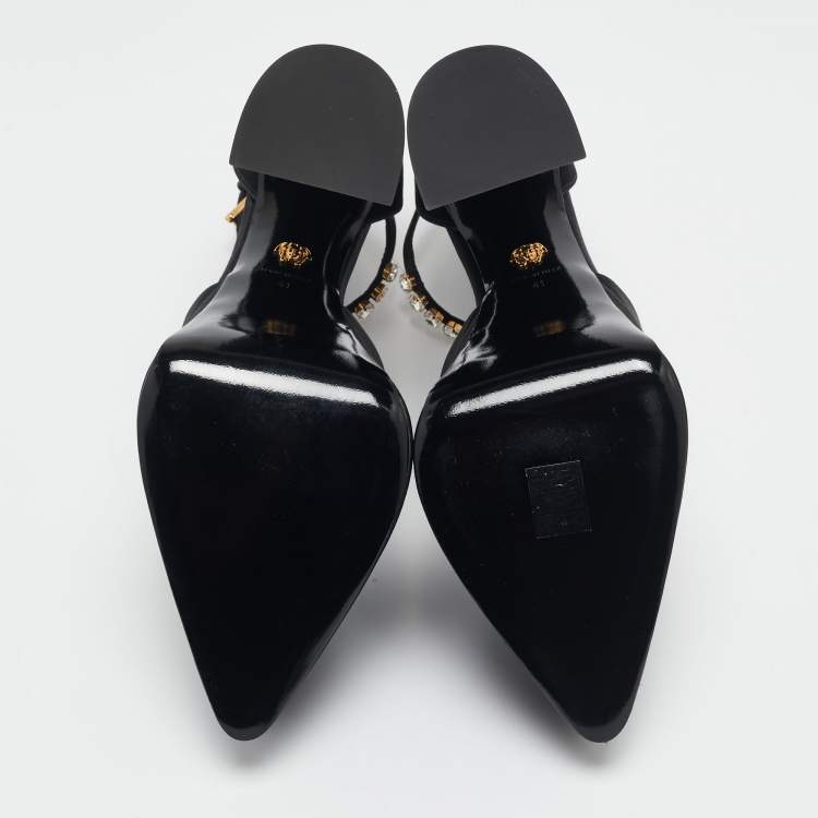 Pre Owned Versace Black Satin Medusa Aevitas Double Platform Pumps Size 41