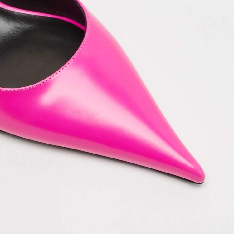 Pre Owned Versace Pink Brushed Leather Pin-Point Slingback Pumps Size 38
