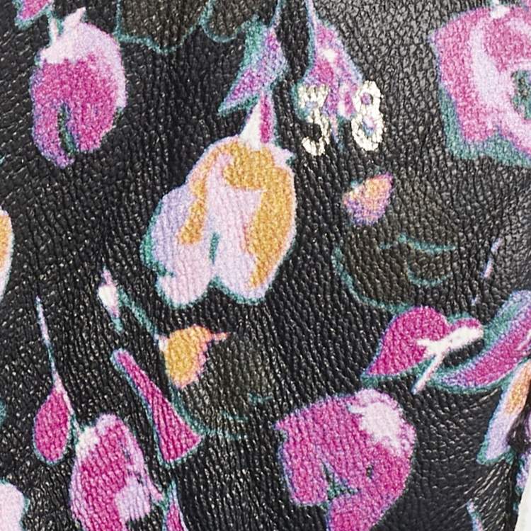Pre Owned Versace Multicolor Floral Print Leather Medusa High Top Sneakers Size 38