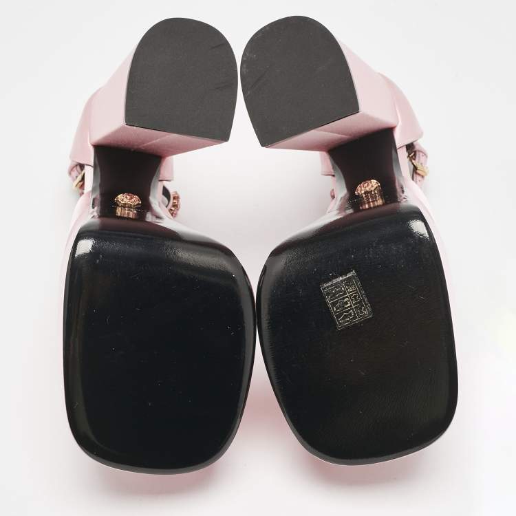 Pre Owned Versace Light Pink Satin Crystal Aevitas Platform Pumps Size 40