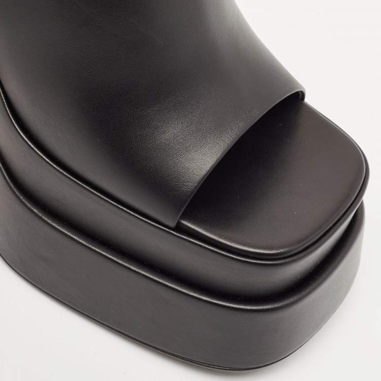 Pre Owned Versace Black Leather Aevitas Platform Mules Size 40