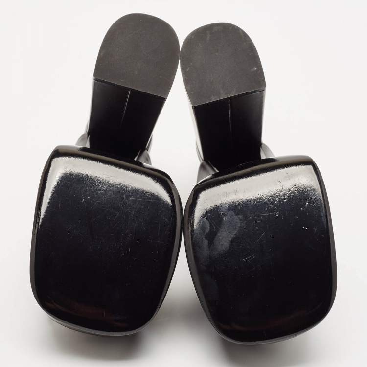 Pre Owned Versace Black Leather Aevitas Platform Mules Size 40