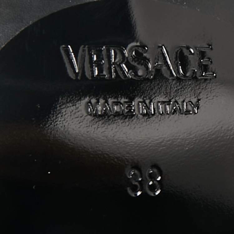 Pre Owned Versace Black Leather Medusa Biggie Mules Size 38