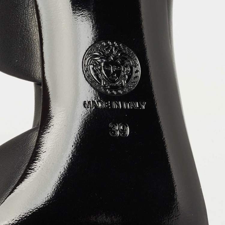 Pre Owned Versace Black Leather Medusa Slingback Pumps Size 39