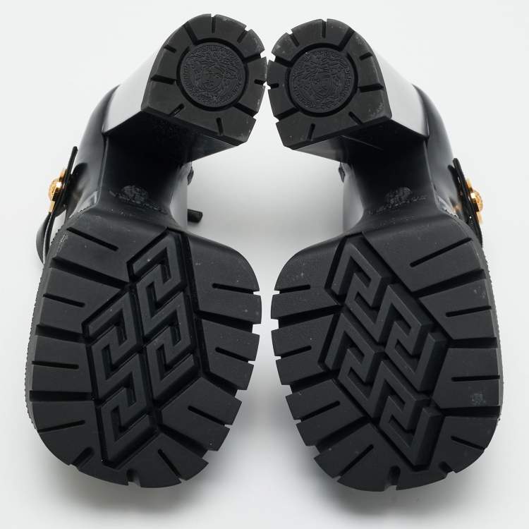 Pre Owned Versace Medusa Aevitas Size 39 Black Leather Platform Pumps