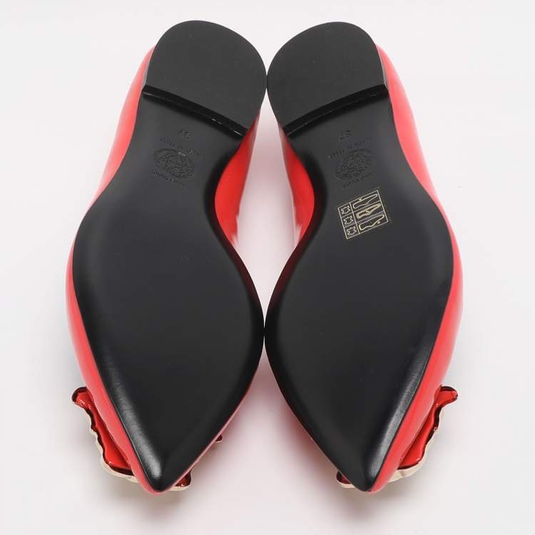 Pre Owned Versace Medusa Size 37 Red Patent Leather Ballet Flats