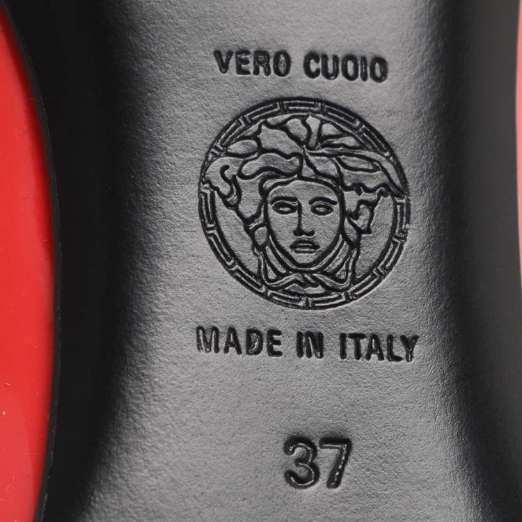 Pre Owned Versace Medusa Size 37 Red Patent Leather Ballet Flats