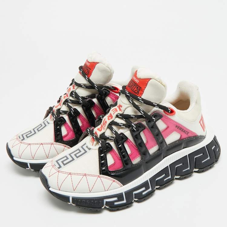 Pre Owned Versace Trigreca Size 36 Multicolor Leather and Rubber Low Top Sneakers