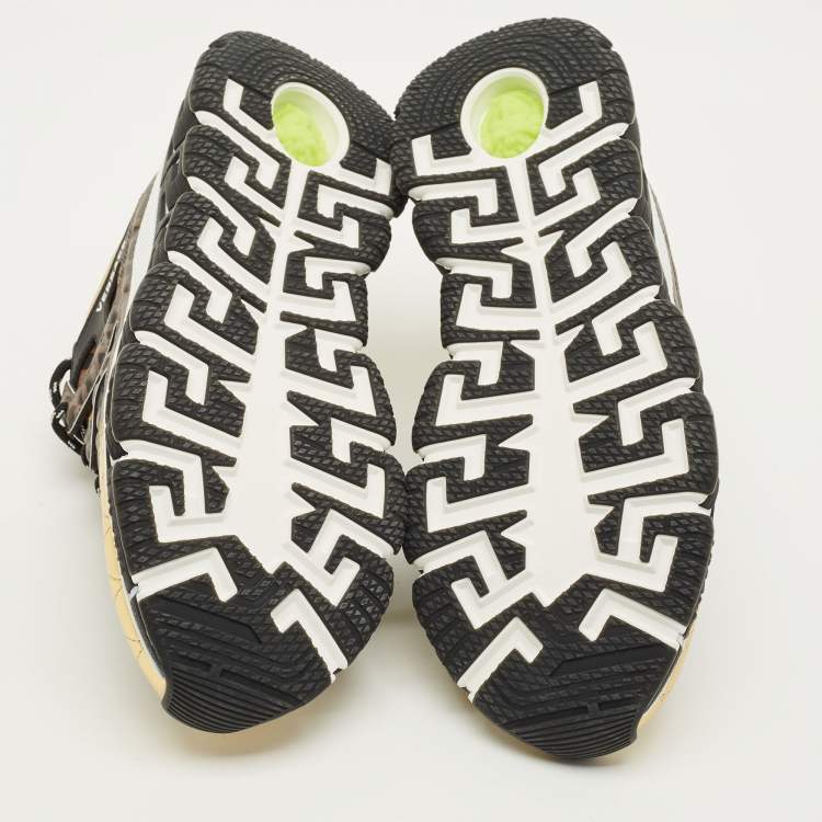 Pre Owned Versace Trigreca Size 42 Multicolor Fabric, Leather and Rubber Low Top Sneakers