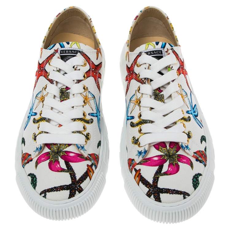 Pre Owned Versace Multicolor Canvas Starfish Print Low Top Sneakers Size 40