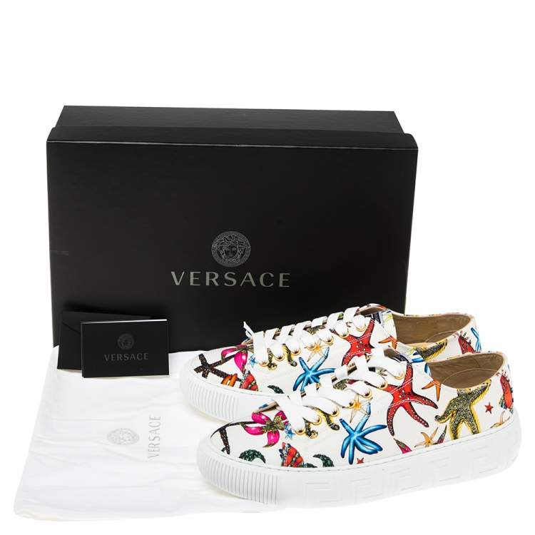 Pre Owned Versace Multicolor Canvas Starfish Print Low Top Sneakers Size 40