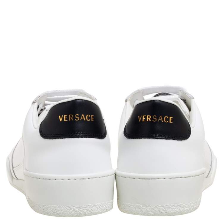 Pre Owned Versace White Leather Ilus Trainers Sneakers Size 41
