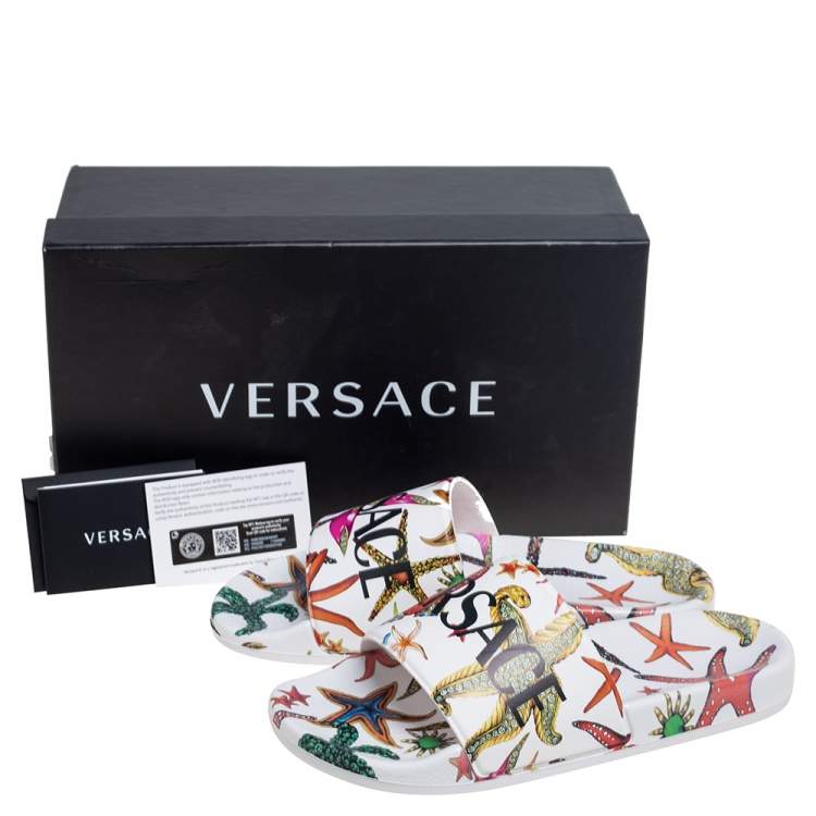 Pre Owned Versace Multicolor Leather Flat Sandals Size 37