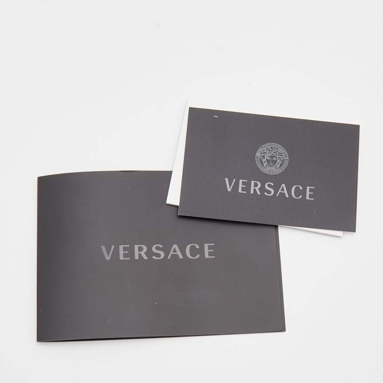 Pre Owned Versace Black/White Faux Fur Medusa Chain Slide Sandals Size 39.5