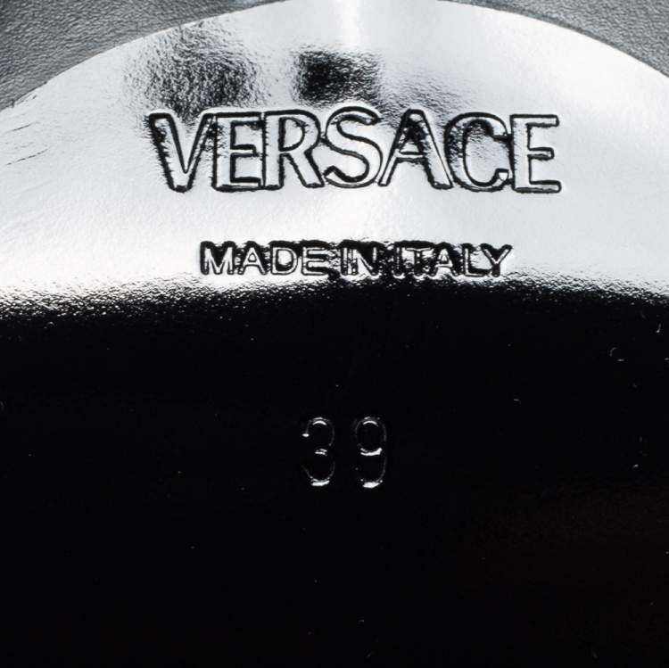 Pre Owned Versace Black Leather Medusa Sandals Size 39
