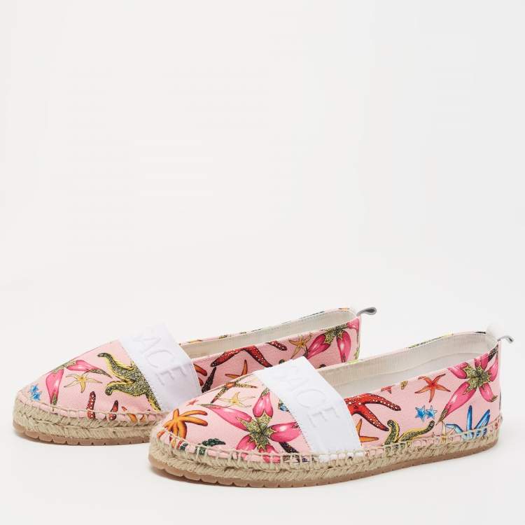 Pre Owned Versace Pink Brocade Fabric Espadrille Flats Size 38