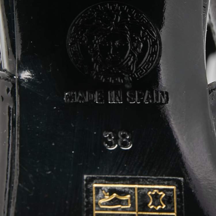 Pre Owned Versace Black Patent Leather Slingback Pumps Size 38