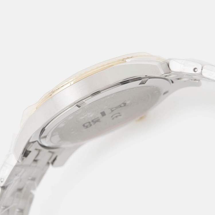 Pre Owned Versace Green Two-Tone Stainless Steel Greca VE6C00423 Women's Wristwatch 35 mm