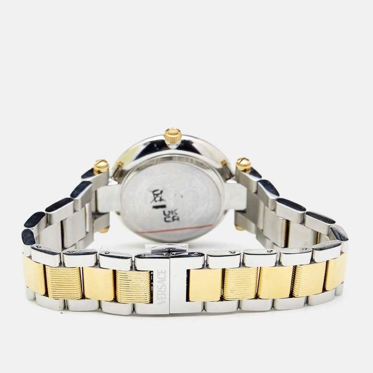 Pre Owned Versace Champagne Two Tone Stainless Steel Reve VE8B Women's Wristwatch 35 mm 