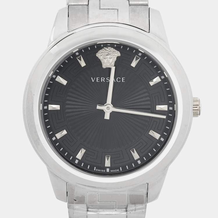 مملوكة مسبقًا Versace Black Two-Tone Stainless Steel Greca VEPX01121 Women's Wristwatch 38 mm
