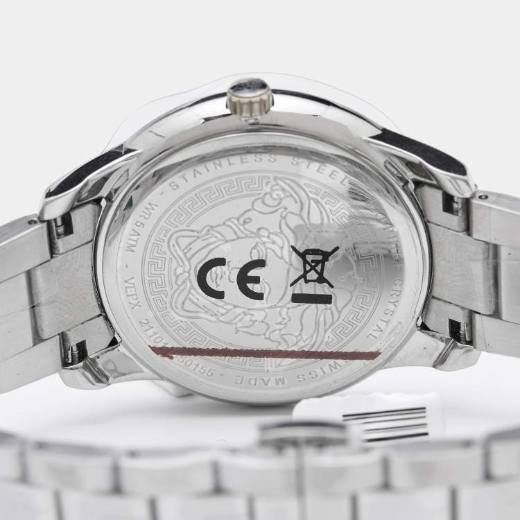 مملوكة مسبقًا Versace Black Two-Tone Stainless Steel Greca VEPX01121 Women's Wristwatch 38 mm