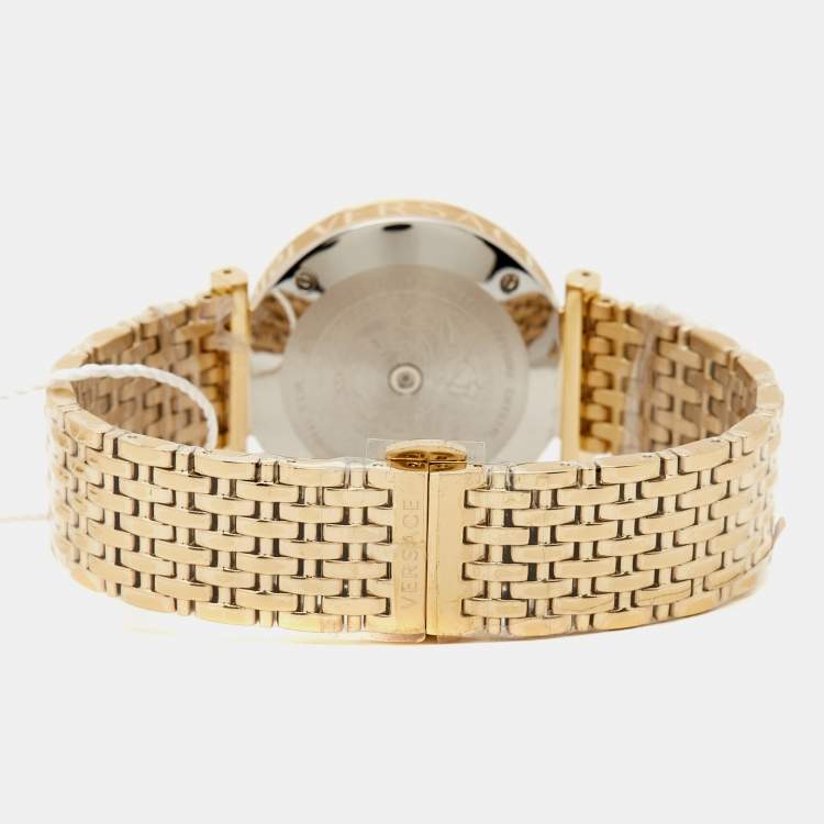 Pre Owned Versace Black Gold Plated Stainless Steel V-Twist VELS00819 Women's Wristwatch 36 mm