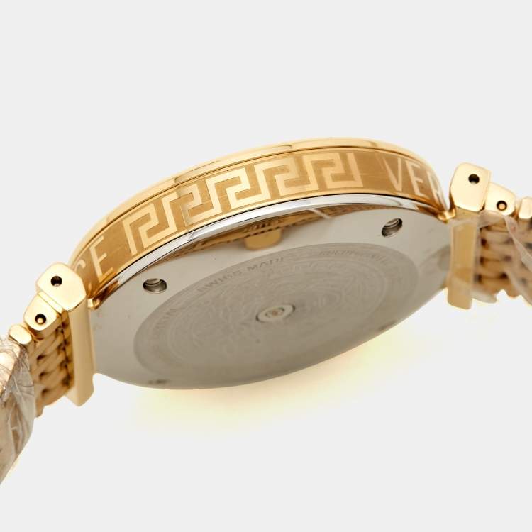 Pre Owned Versace Black Gold Plated Stainless Steel V-Twist VELS00819 Women's Wristwatch 36 mm