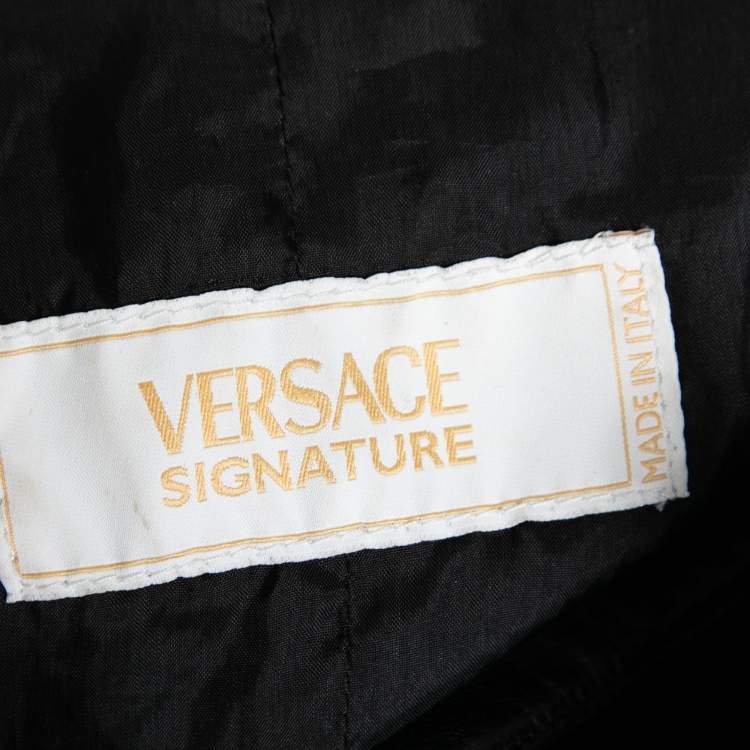 Pre Owned Versace Signature Black Leather Single Breasted Blazer L