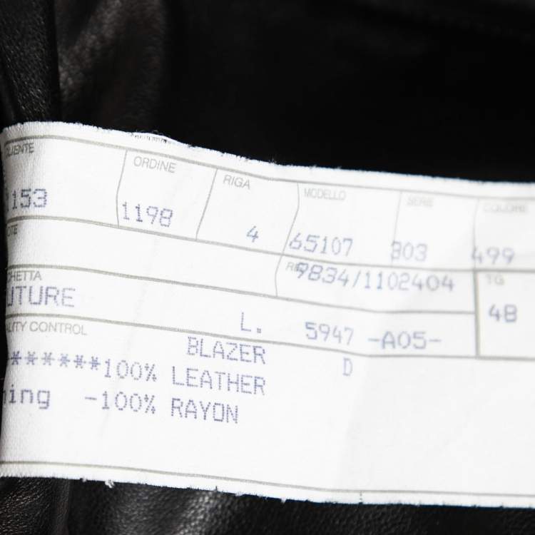 Pre Owned Versace Signature Black Leather Single Breasted Blazer L