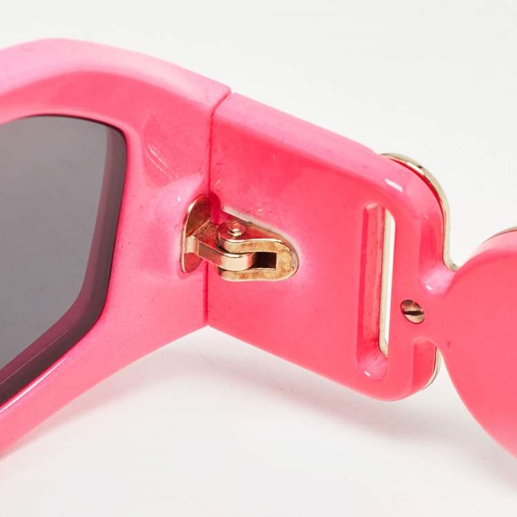 Pre Owned Versace Pink/Black MOD 4361 Medusa Biggie Rectangular Sunglasses